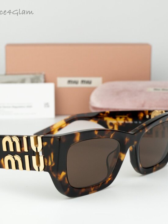 Miu Miu Women Sunglasses Havana Brown Rectangle MU09WS GLIMPSE VAU06B BRAND NEW main image 4